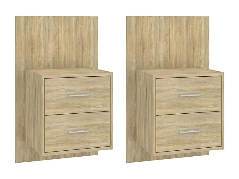 Gouda  Mesita de noche de pared 2 unidades color roble Sonoma