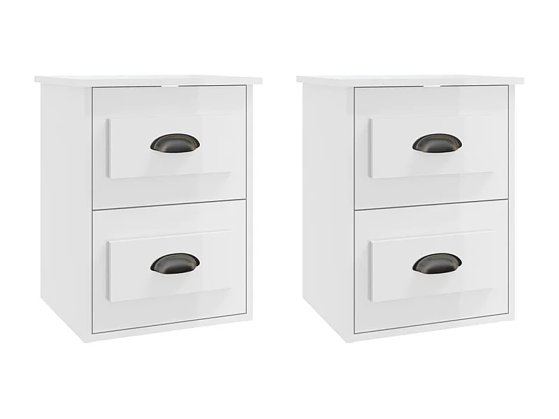 Inez  Tables de chevet murales 2 pcs blanc brillant 41,5x36x53 cm
