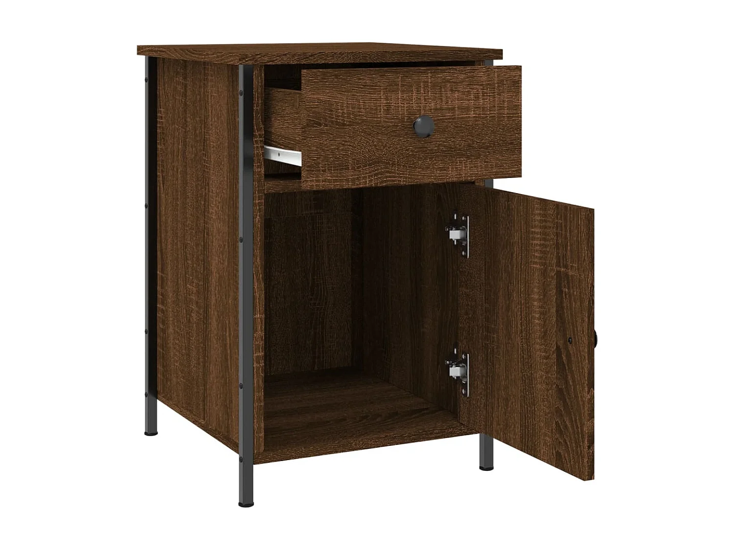 Qardir  Nachttisch Braun Eichen-Optik 40x42x60 cm Holzwerkstoff