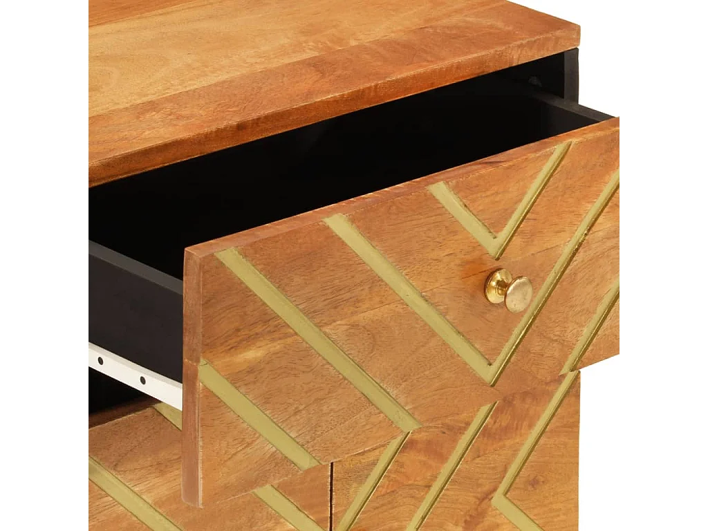 Garden Furniture -  Comodino Nero 40x29x50 cm in Legno Massello di Mango