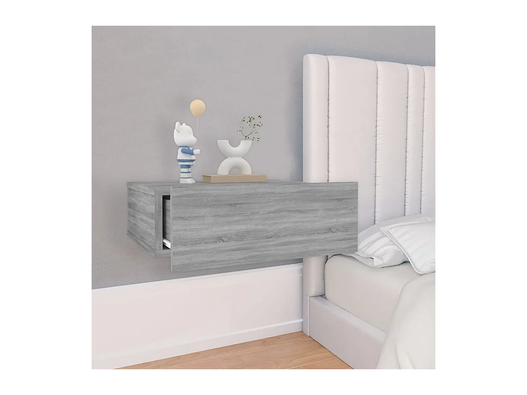 Stanford  Tables de chevet flottantes 2 pcs Sonoma gris 40x30x15 cm