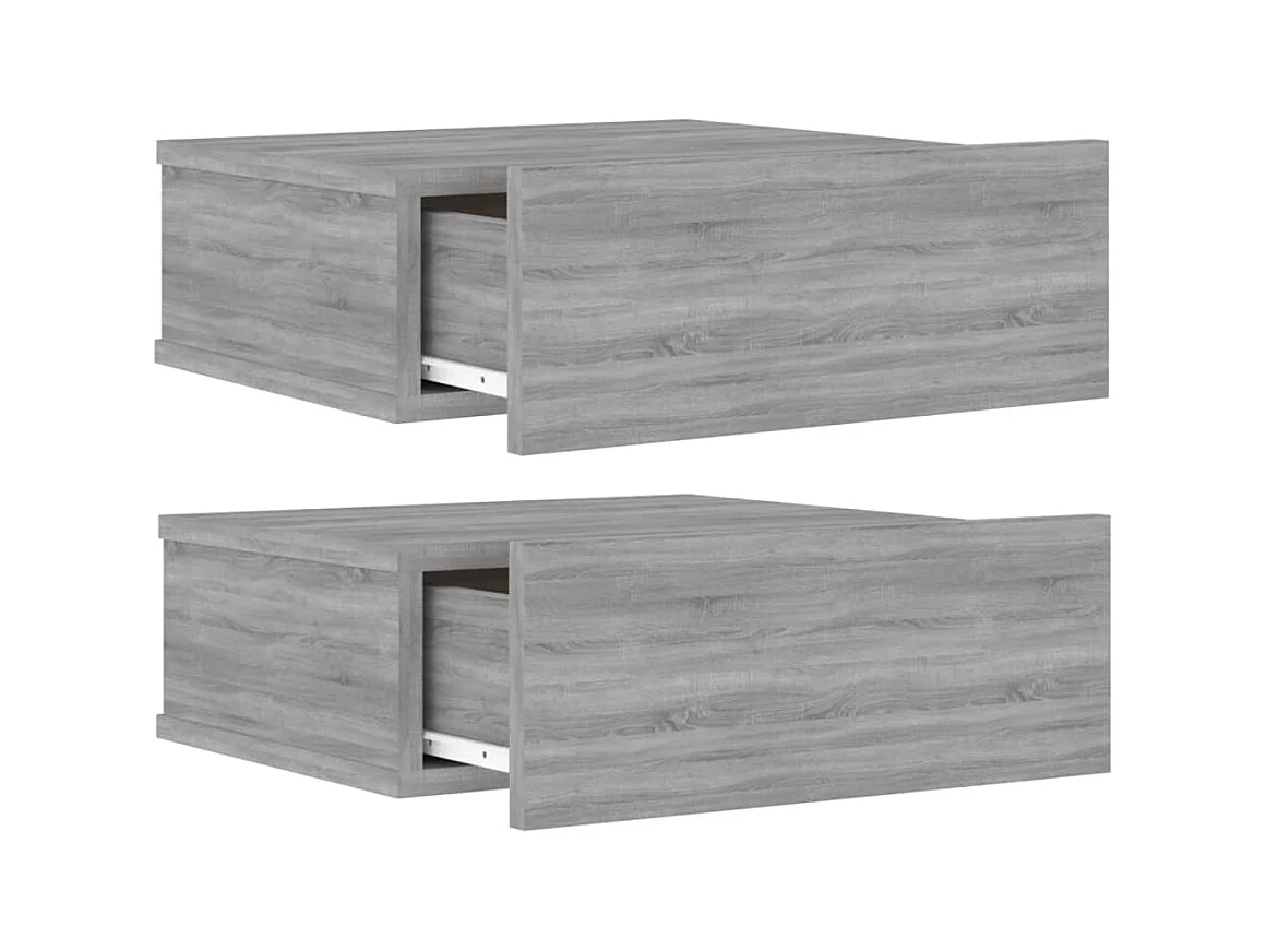 Stanford  Tables de chevet flottantes 2 pcs Sonoma gris 40x30x15 cm