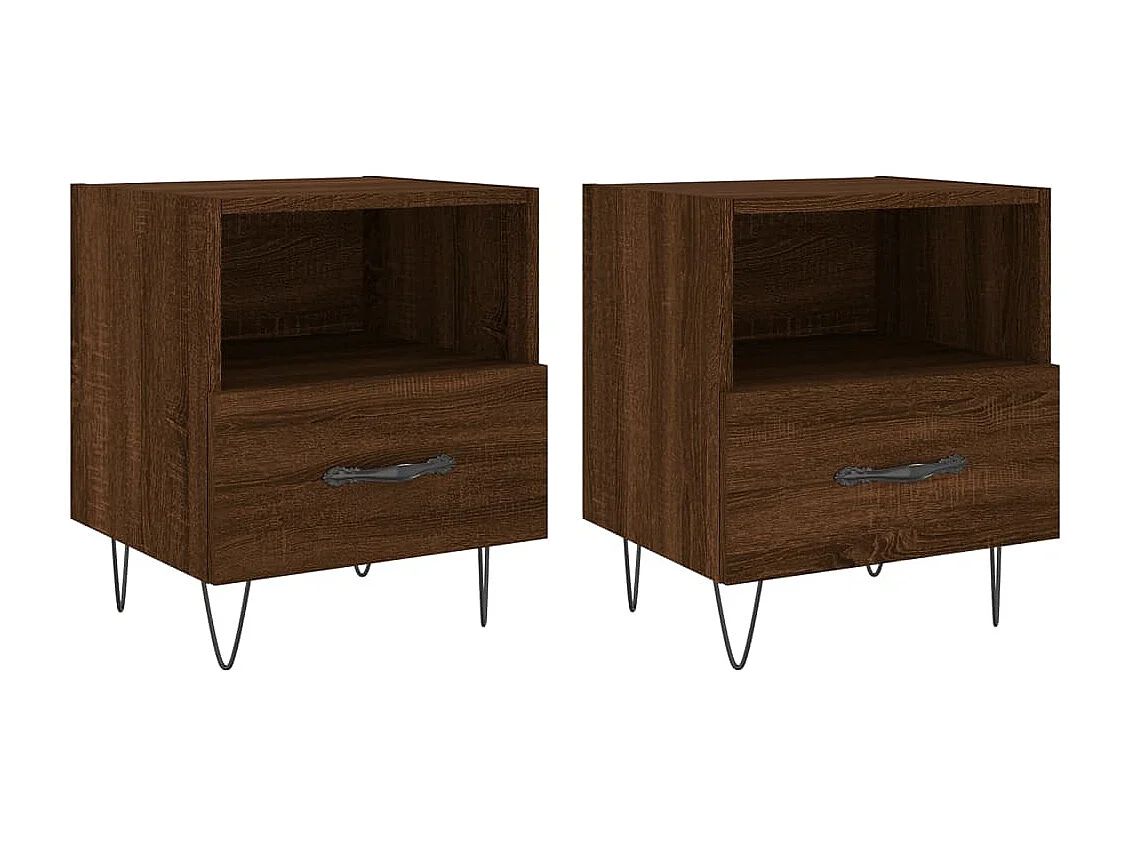 Joshua Tree  Nachttische 2Stk. Braun Eichen-Optik 40x35x47,5cm Holzwerkstoff