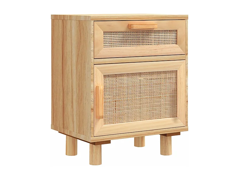 Adrian  Table de chevet Marron Bois de pin massif et rotin l