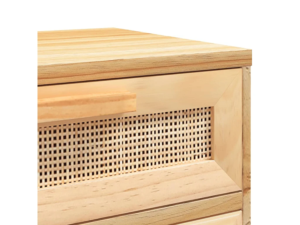 Adrian  Table de chevet Marron Bois de pin massif et rotin l