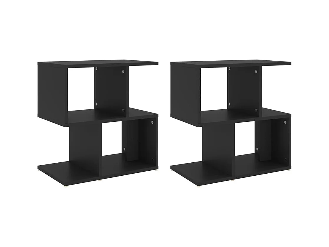 Kerwin  Tables de chevet 2 pcs noir 50x30x51,5 cm bois d'ingénierie