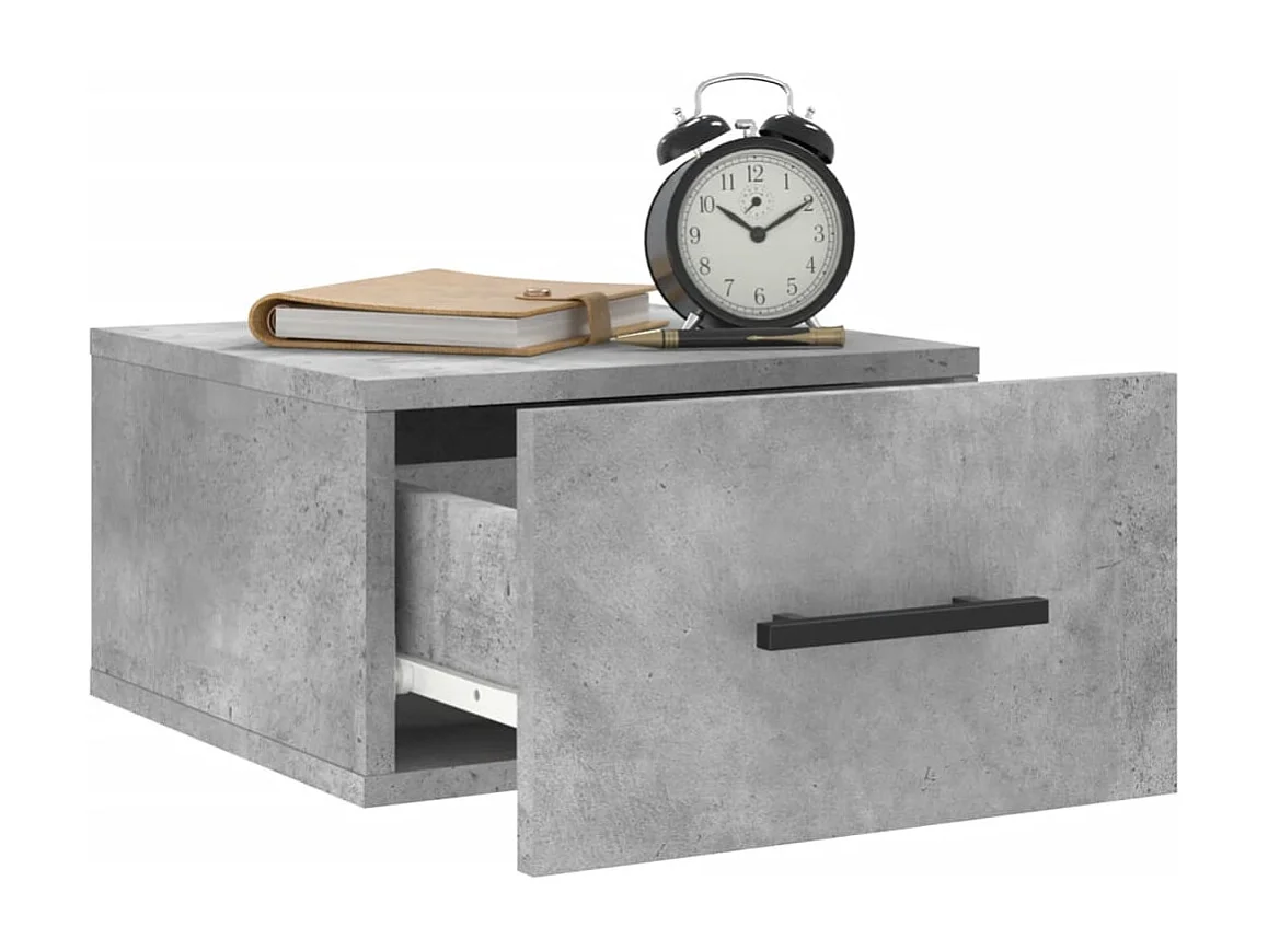 Evelyn Marie  Table de chevet murale gris béton 35x35x20 cm