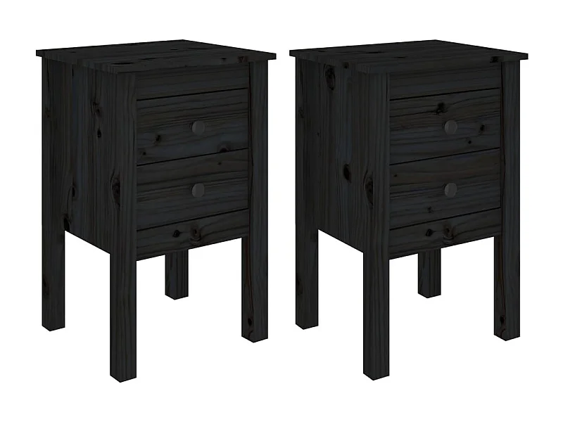 Kettering  Tables de chevet 2 pcs Noir 40x35x61,5 cm Bois de pin massif