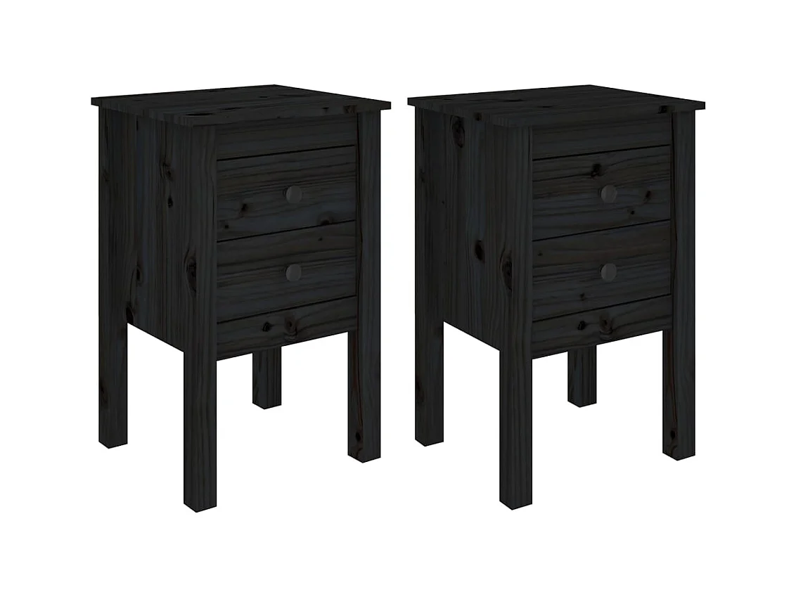 Kettering  Tables de chevet 2 pcs Noir 40x35x61,5 cm Bois de pin massif