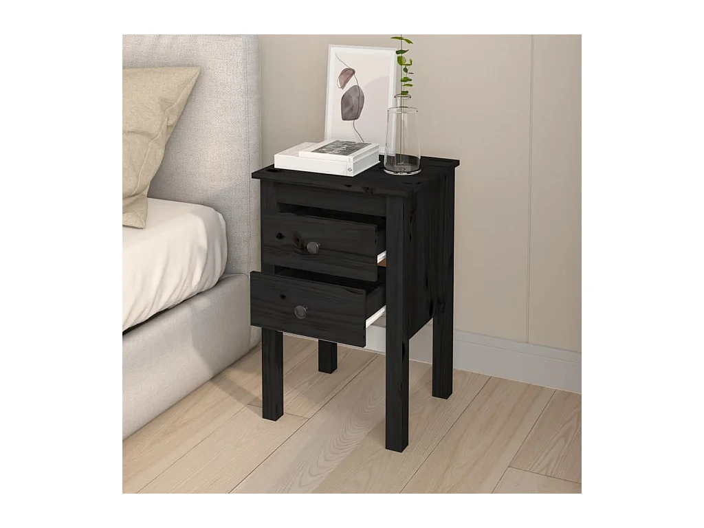 Kettering  Tables de chevet 2 pcs Noir 40x35x61,5 cm Bois de pin massif