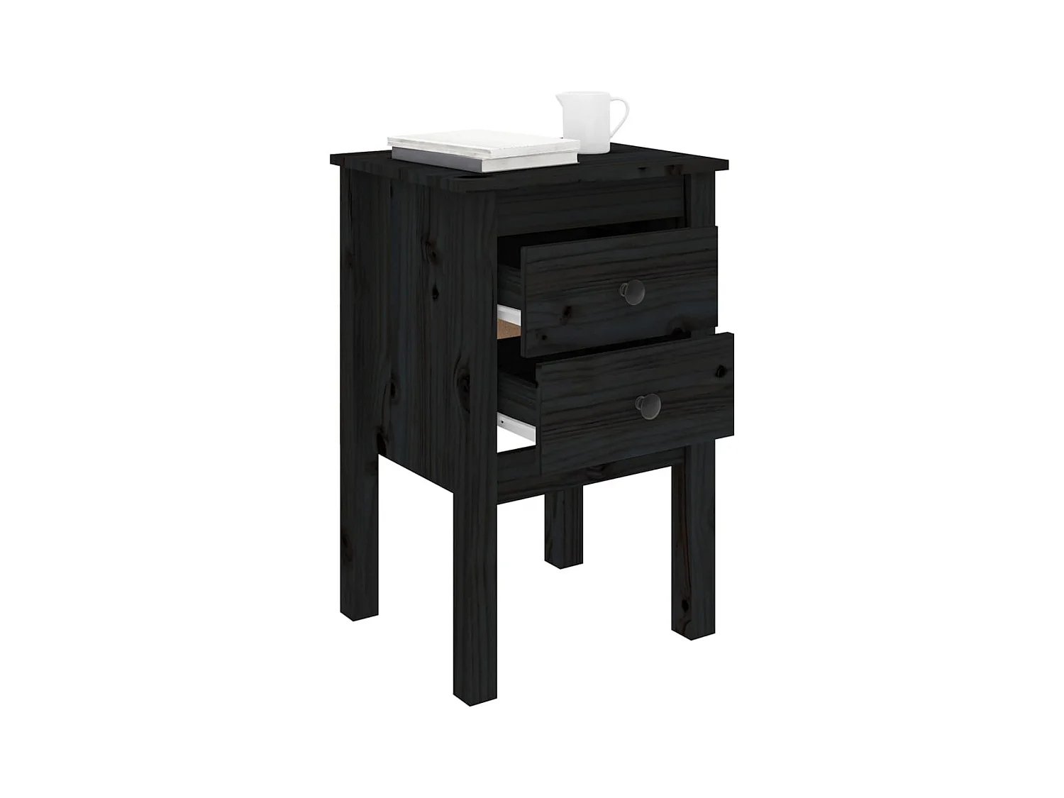 Kettering  Tables de chevet 2 pcs Noir 40x35x61,5 cm Bois de pin massif