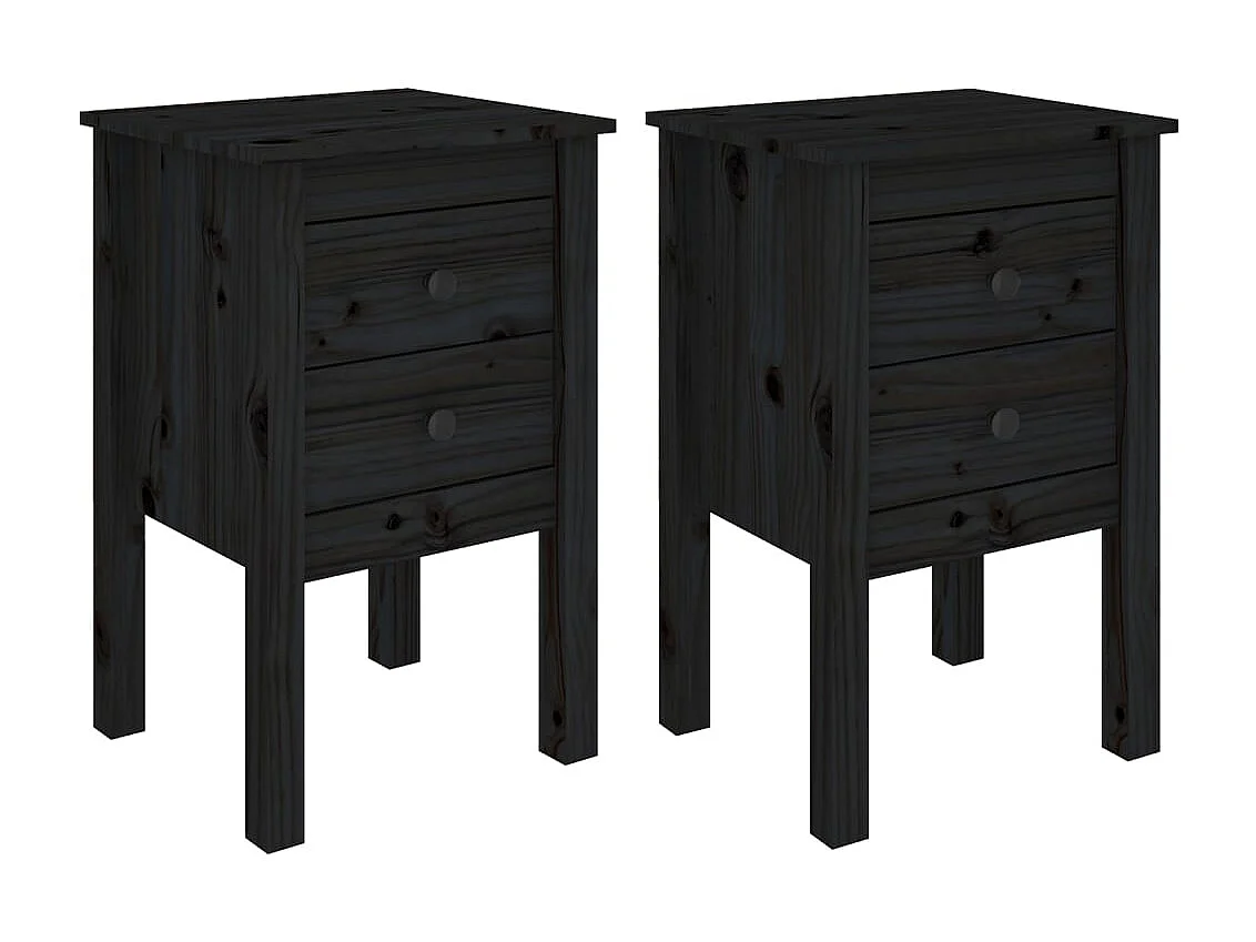 Kettering  Tables de chevet 2 pcs Noir 40x35x61,5 cm Bois de pin massif