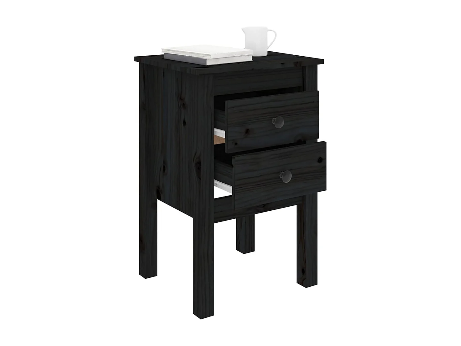 Kettering  Tables de chevet 2 pcs Noir 40x35x61,5 cm Bois de pin massif