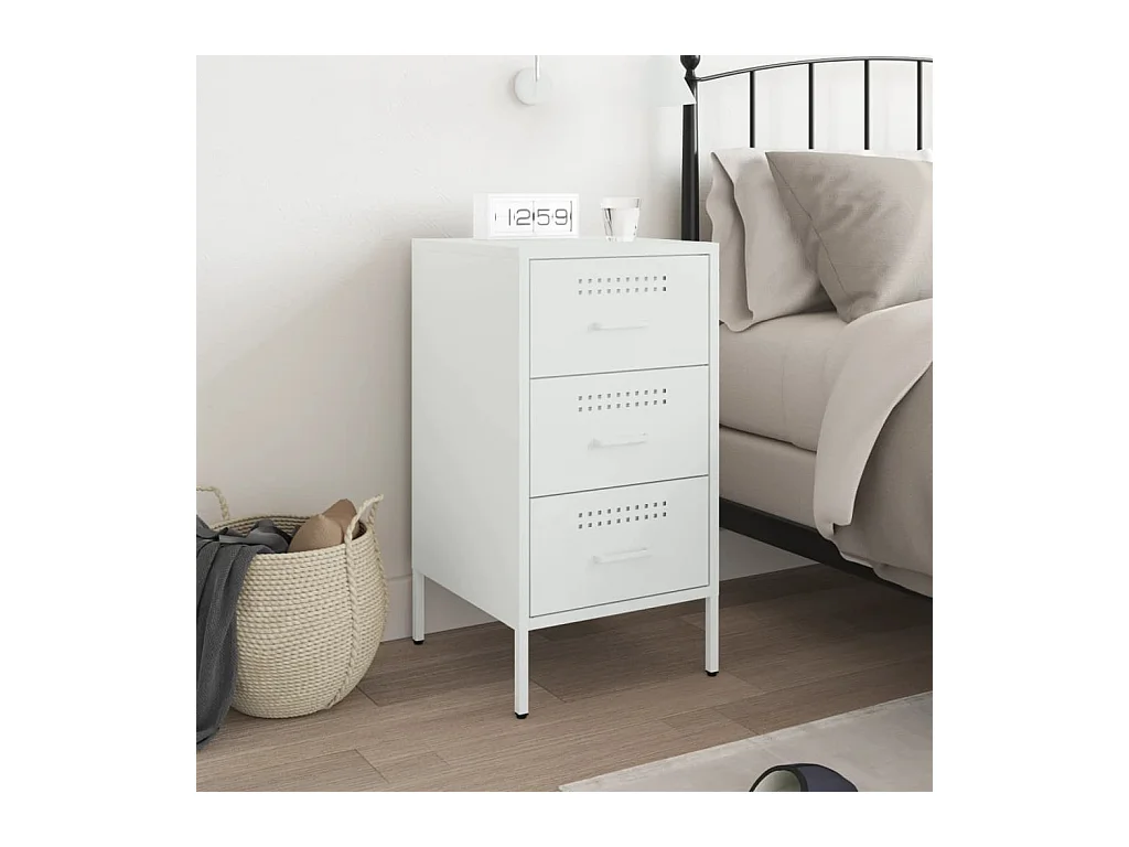 Vyndor  Table de chevet blanc 36x39x68 cm acier