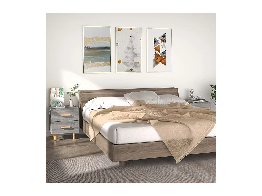 Ferrara  Tables de chevet 2 pcs Sonoma gris 40x35x47,5 cm