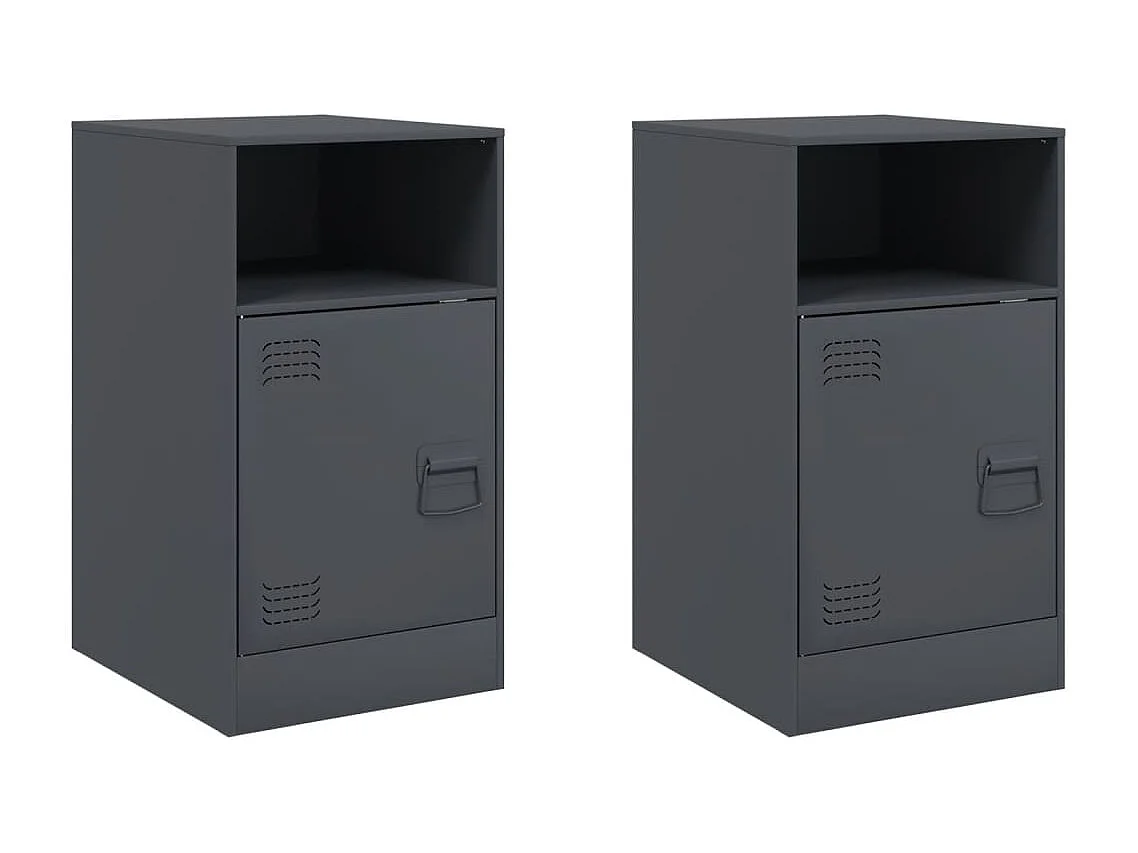 Chasity  Tables de chevet 2 pcs anthracite 34,5x39x62 cm acier