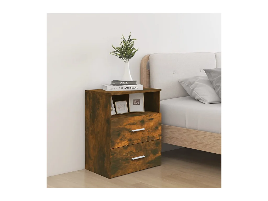 Oldenzaal  Tables de chevet 2 pcs Chêne fumé 50x32x60 cm