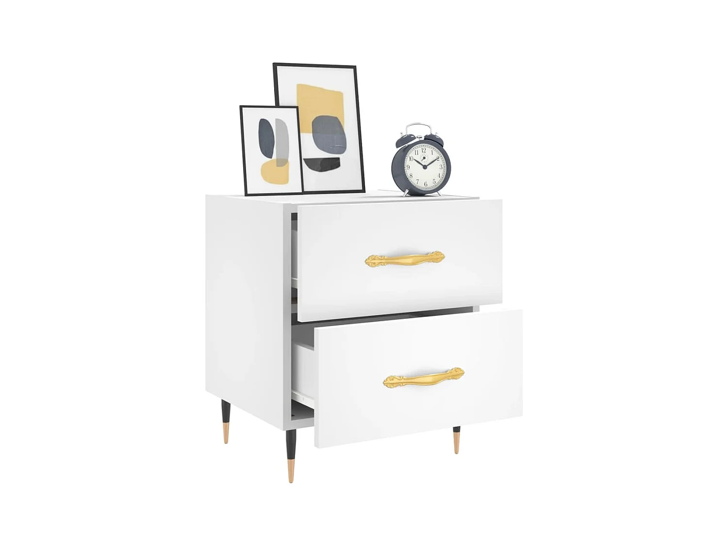 Leidir  Tables de chevet 2 pcs blanc 40x35x47,5 cm bois d’ingénierie