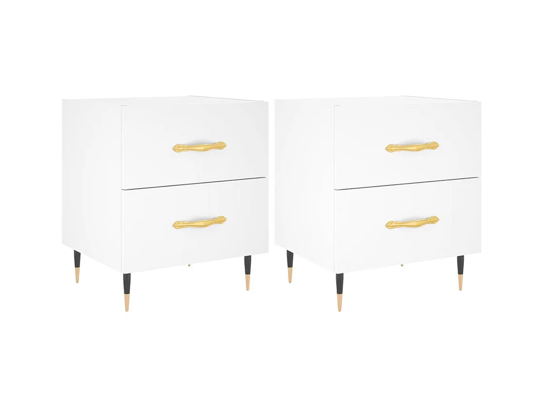 Leidir  Tables de chevet 2 pcs blanc 40x35x47,5 cm bois d’ingénierie