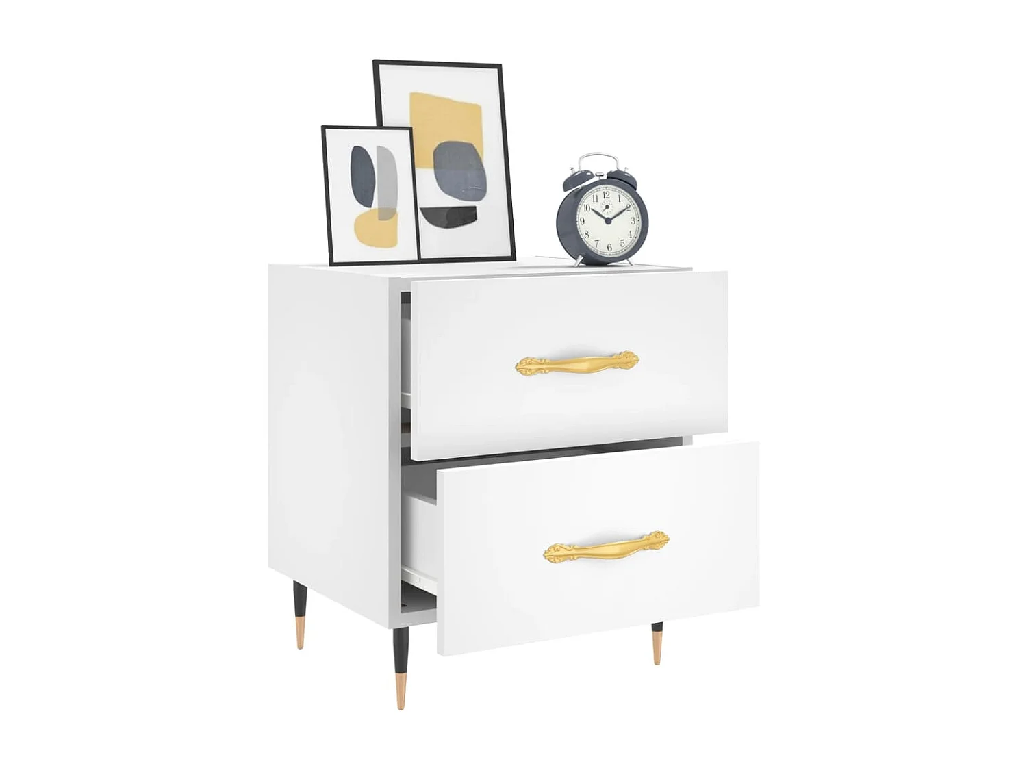 Leidir  Tables de chevet 2 pcs blanc 40x35x47,5 cm bois d’ingénierie