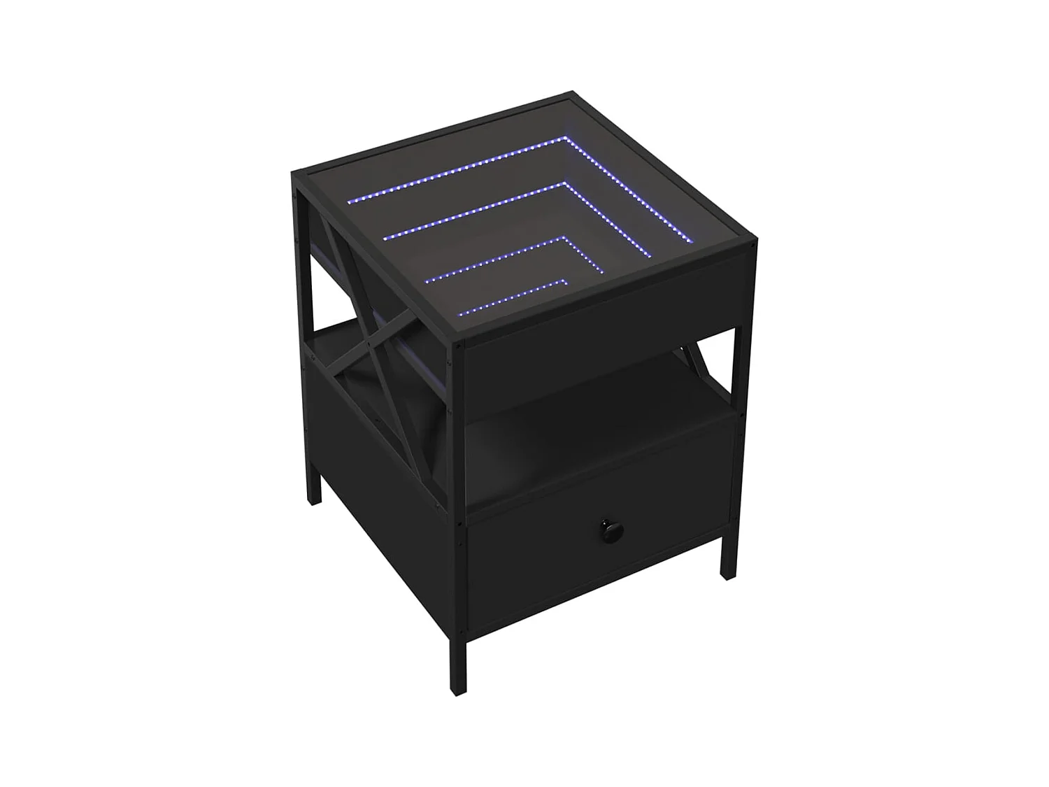 Amber Mae  Table de chevet avec LED infini noir 40x40x51 cm