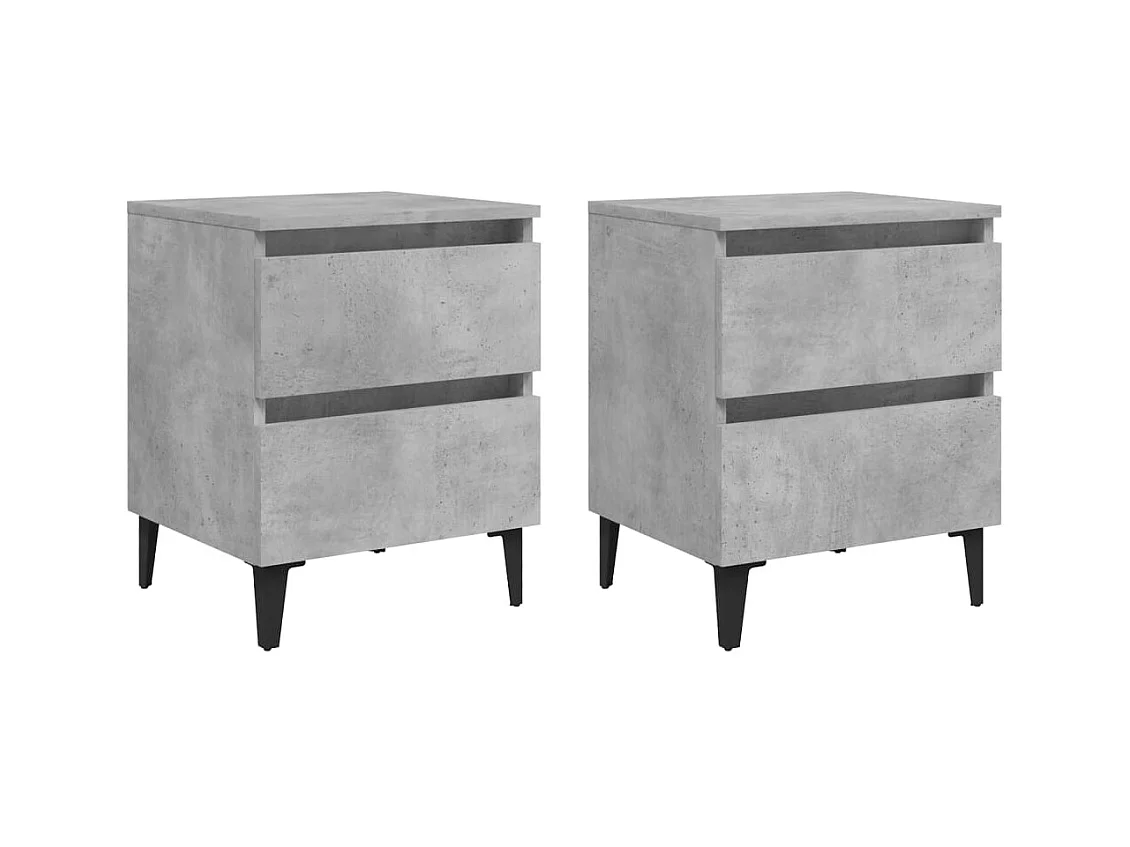 Orvieto  Tables de chevet 2 pcs gris béton 40x35x50 cm bois d'ingénierie