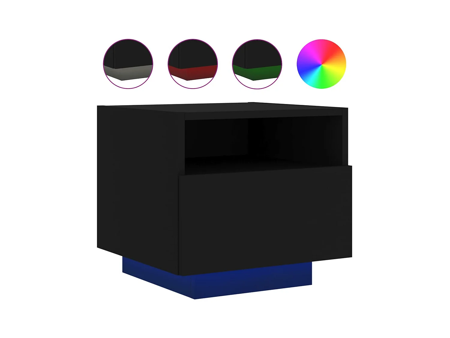 Simo  Table de chevet avec lumières LED noir 40x39x37 cm