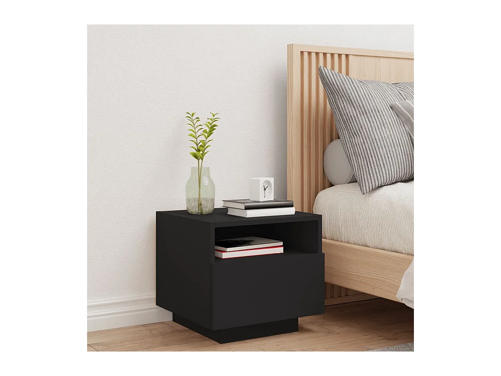 Simo  Table de chevet avec lumières LED noir 40x39x37 cm