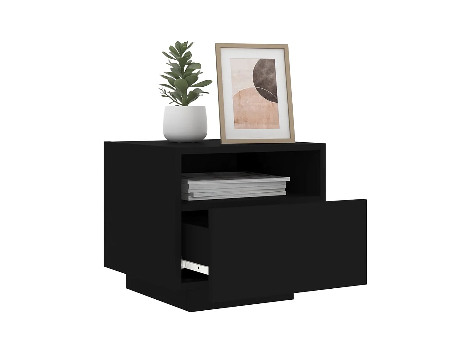 Simo  Table de chevet avec lumières LED noir 40x39x37 cm