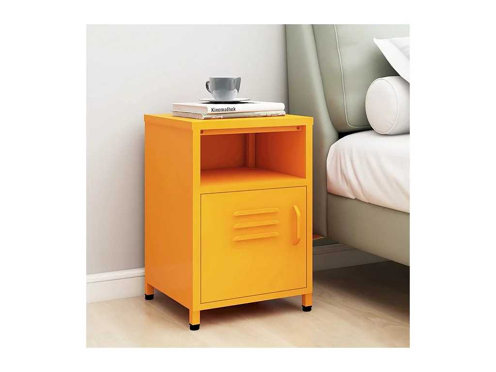 Sylora  Table de chevet Jaune moutarde 35x35x51 cm Acier