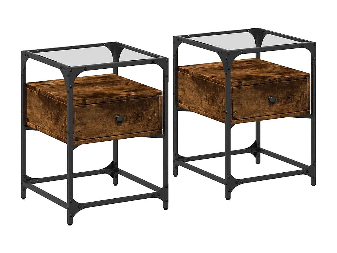 Kirsi  Tables de chevet 2 pcs chêne fumé 40x40x55 cm bois d'ingénierie