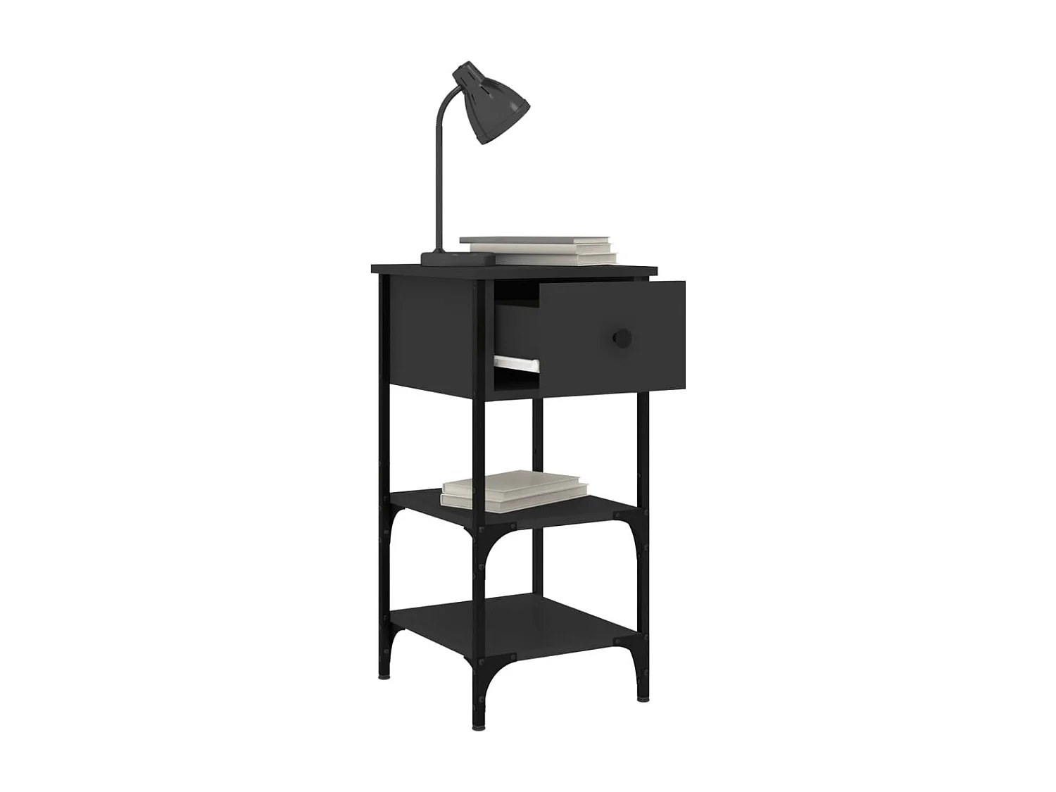 Jersey Shore  Table de chevet noir 34x36x70 cm bois d’ingénierie