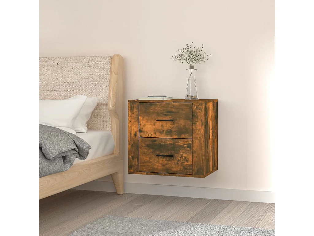 Goshen  Table de chevet murale Chêne fumé 50x36x47 cm