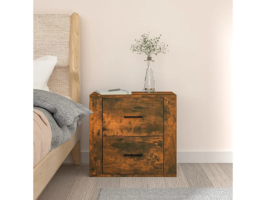 Goshen  Table de chevet murale Chêne fumé 50x36x47 cm