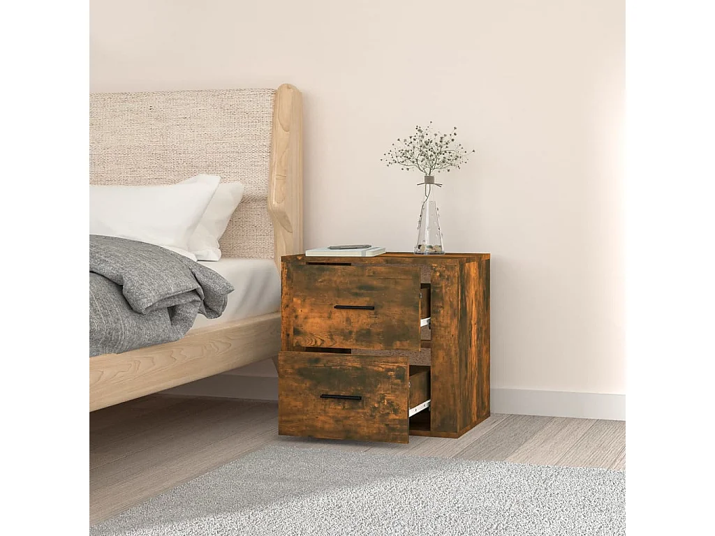 Goshen  Table de chevet murale Chêne fumé 50x36x47 cm