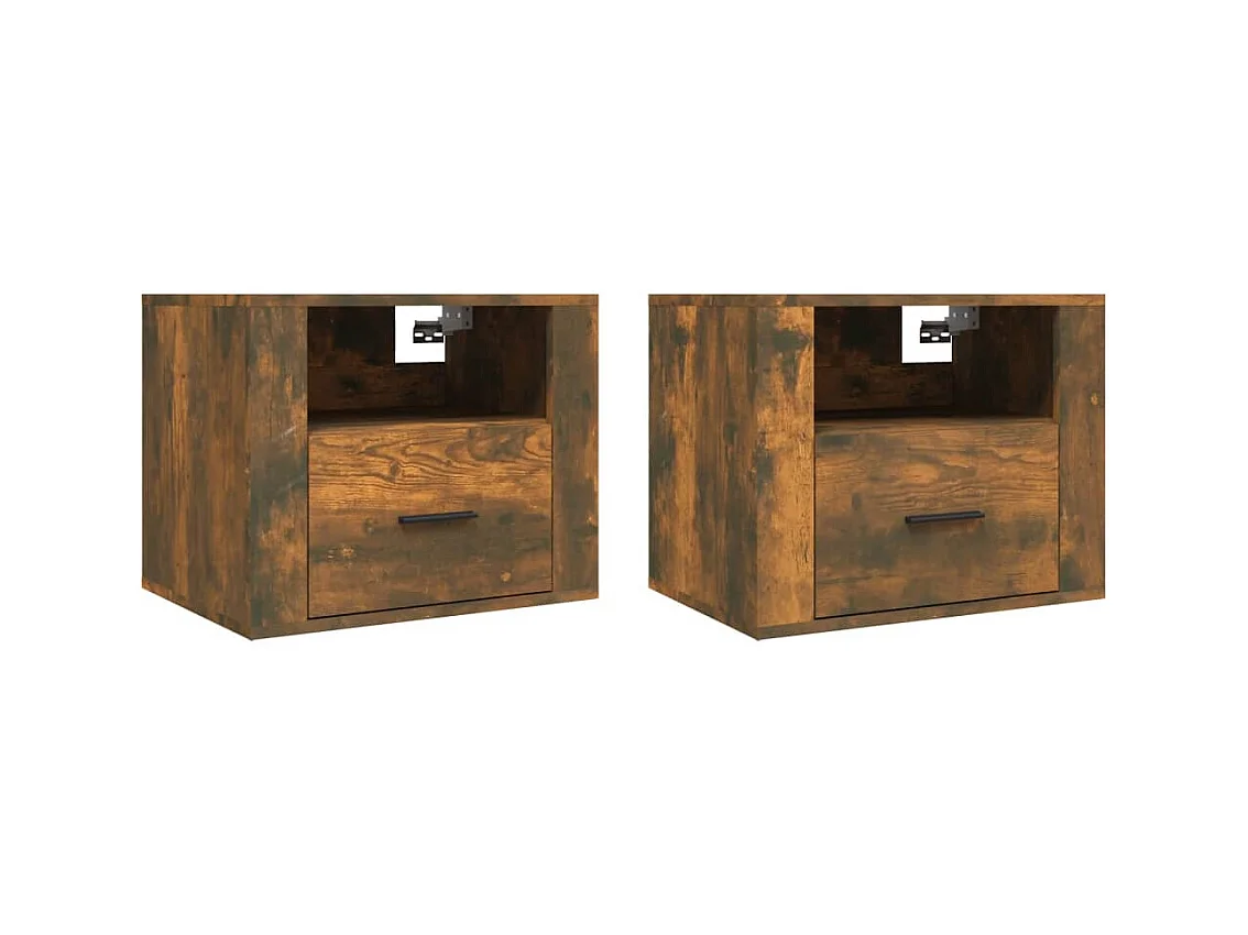 Pyren  Tables de chevet murales 2 pcs Chêne fumé 50x36x40 cm