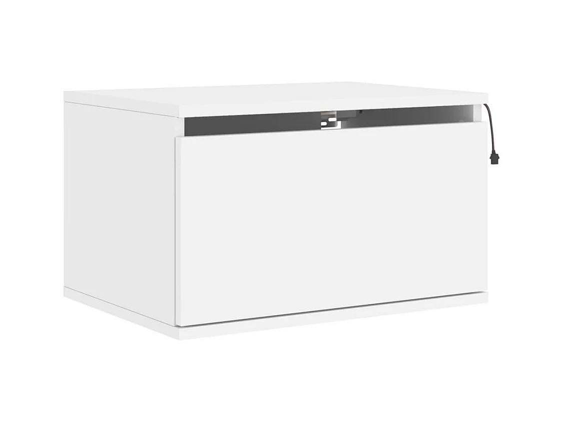 Vibeke  Table de chevet murale avec lumières LED blanc