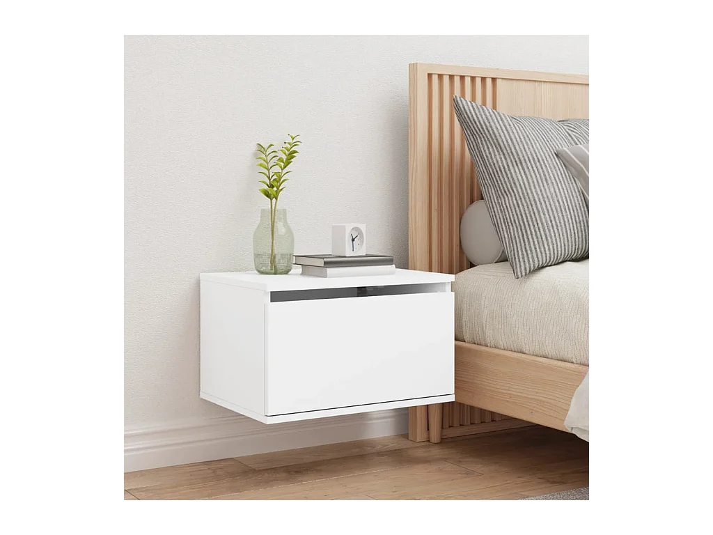 Vibeke  Table de chevet murale avec lumières LED blanc