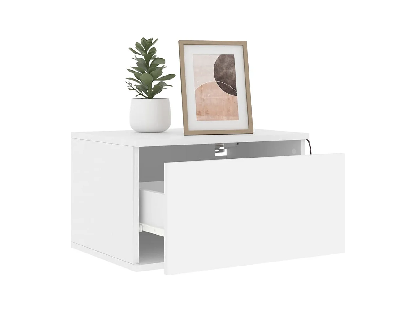 Vibeke  Table de chevet murale avec lumières LED blanc