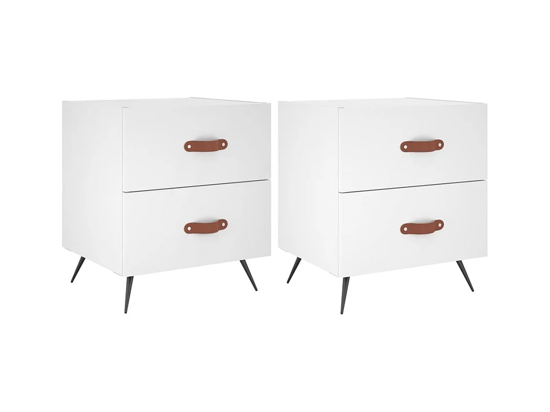 Yvella  Tables de chevet 2 pcs blanc 40x35x47,5 cm bois d’ingénierie