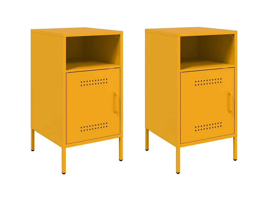 Channelview  Tables de chevet 2 pcs jaune moutarde 36x39x68 cm acier