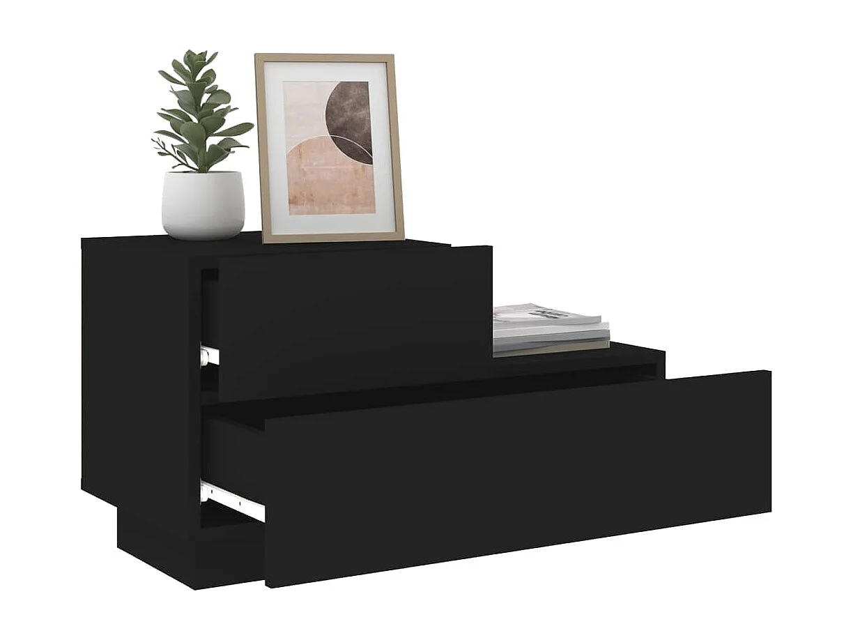 Robbie  Table de chevet avec lumières LED noir 70x36x40,5 cm