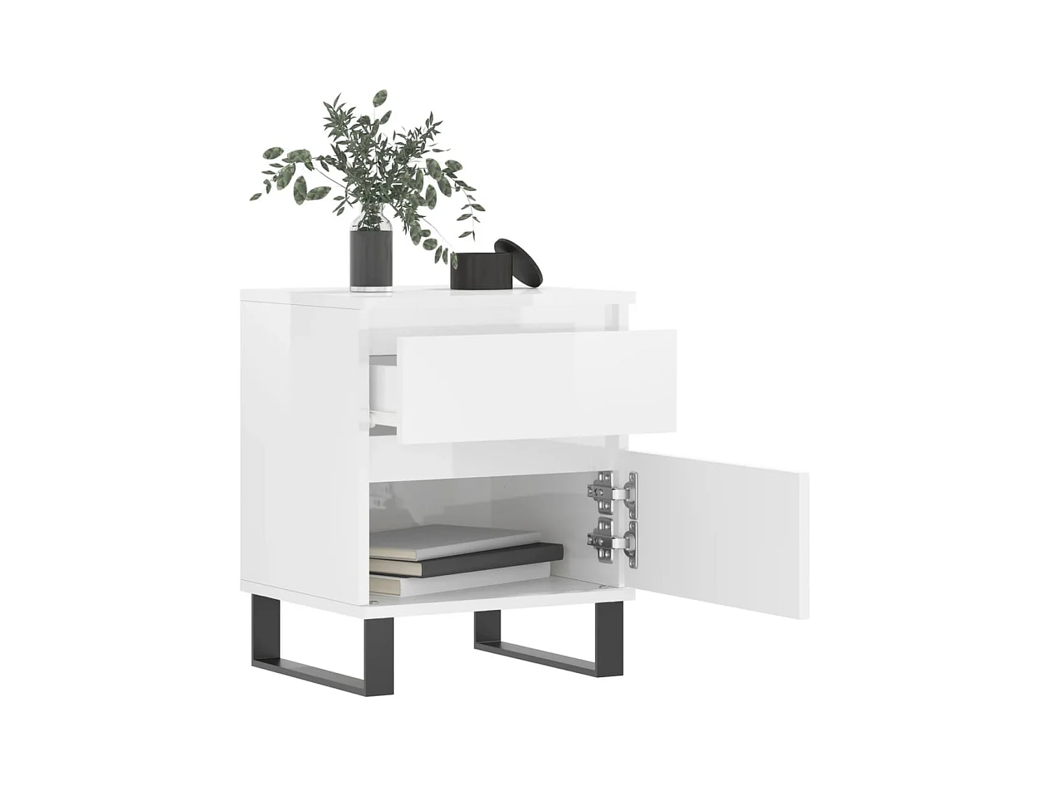 Rinald  Tables de chevet 2 pcs blanc brillant 40x35x50 cm