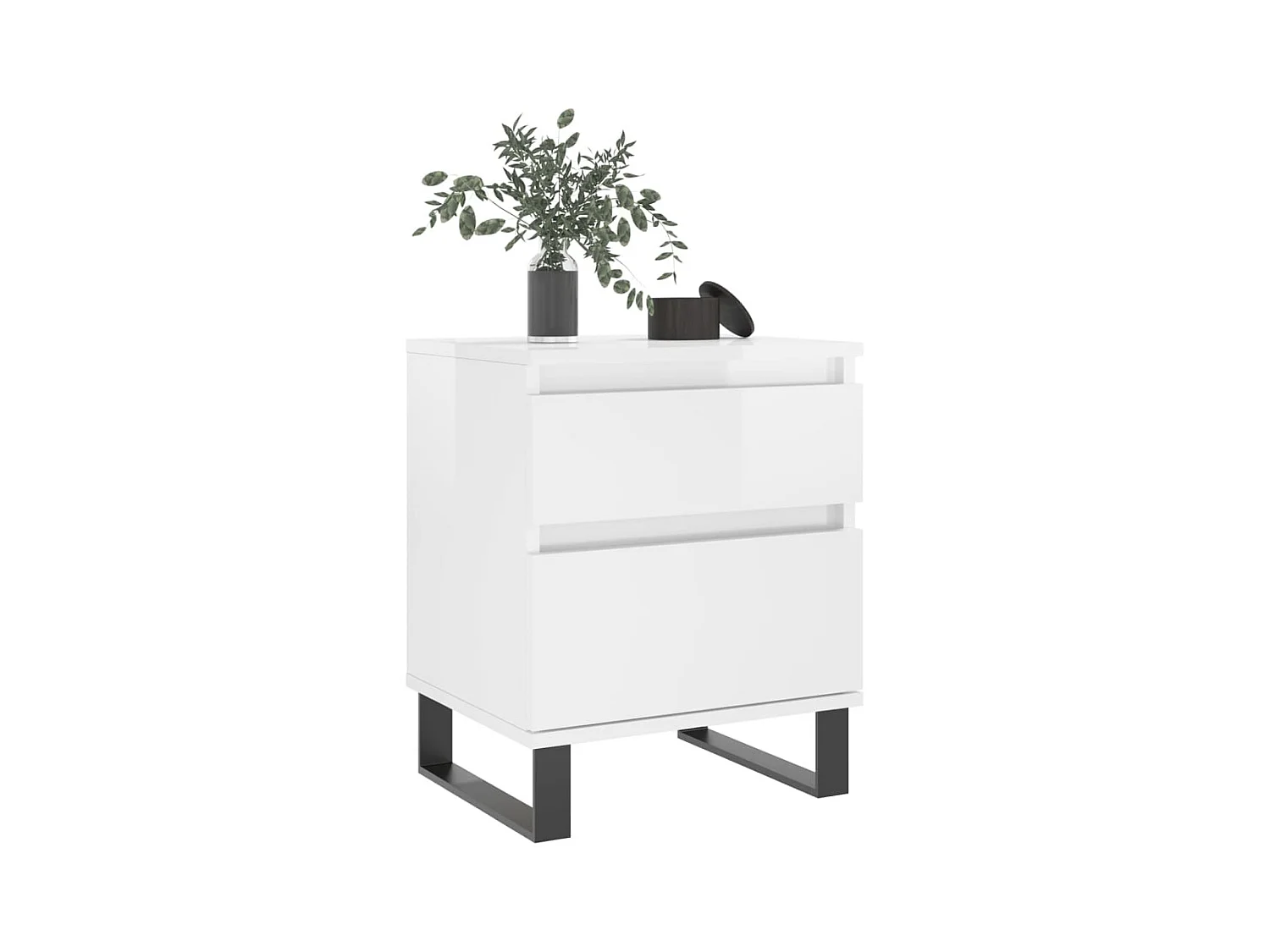 Rinald  Tables de chevet 2 pcs blanc brillant 40x35x50 cm