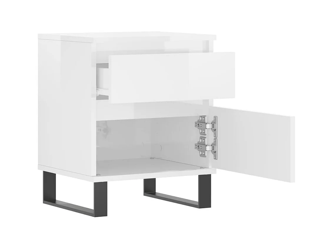 Rinald  Tables de chevet 2 pcs blanc brillant 40x35x50 cm
