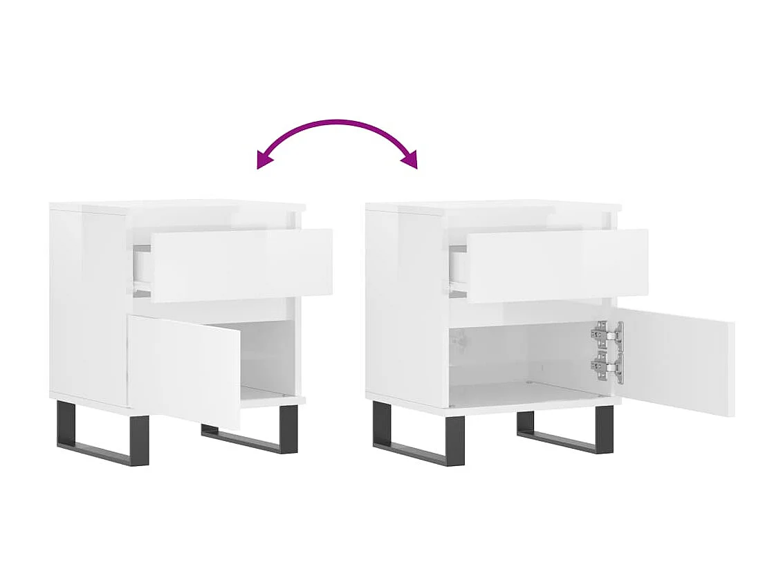 Rinald  Tables de chevet 2 pcs blanc brillant 40x35x50 cm