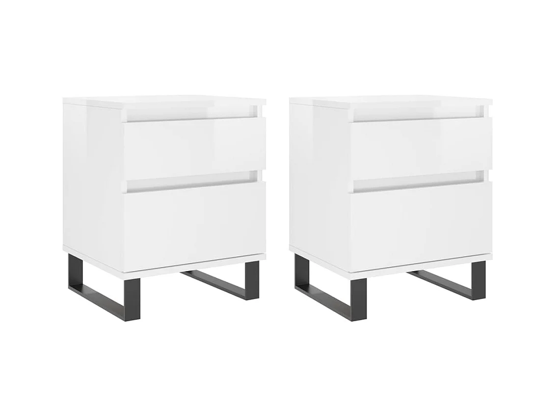Rinald  Tables de chevet 2 pcs blanc brillant 40x35x50 cm