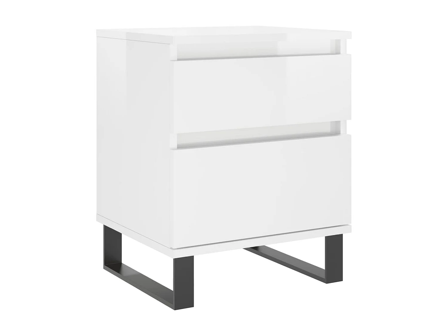 Rinald  Comodini 2pz Bianco Lucido 40x35x50 cm in Legno Multistrato