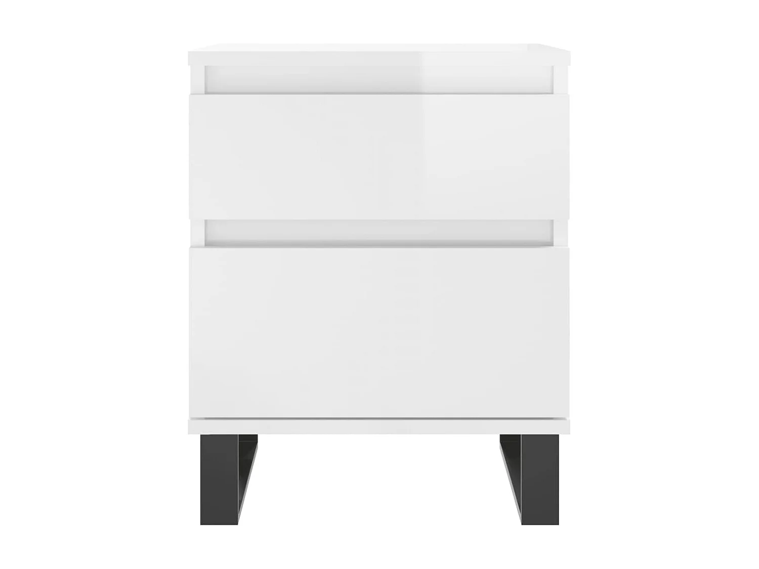 Rinald  Comodini 2pz Bianco Lucido 40x35x50 cm in Legno Multistrato