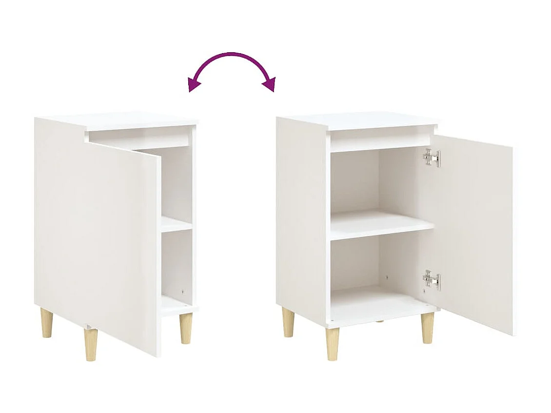 Samir  Table de chevet blanc brillant 40x35x70 cm bois d’ingénierie